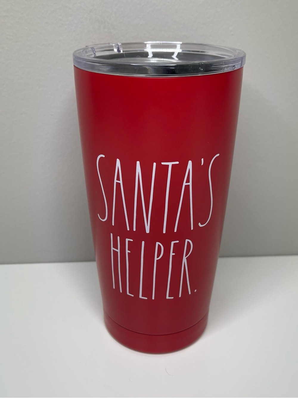Rae Dunn Christmas "SANTA'S HELPER" Stainless Steel Tumbler (Red) 17 oz.